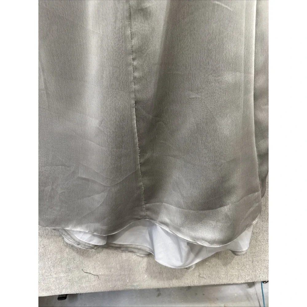 Silver Beaded Gown Sz‎ 6 Y2K Ruched Bodice Evening Dress Formal Glam - Picture 9 of 16